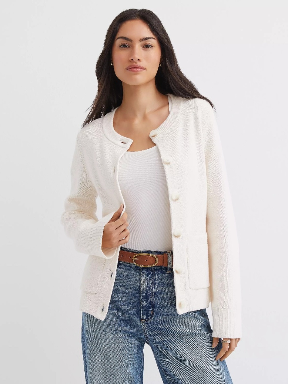 LOFT Waisted Patch Pocket Cardigan Sweater--Sz XL